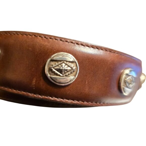 Vintage Nocona Genuine Leather Belt Western Conchos & Buckle 34" Brown - Picture 2 of 8